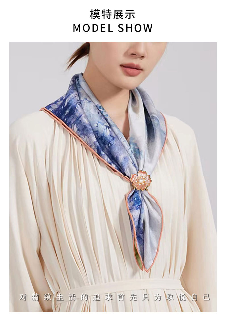 法式复古山CHA花丝巾扣时尚优雅花朵方巾扣新品爆款