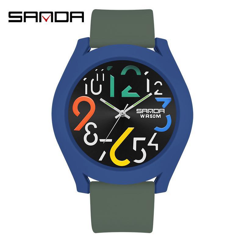 Sanda 9021 reloj electrónico de silicona desmontable anillo exterior de las mujeres de moda digital simple reloj deportivo