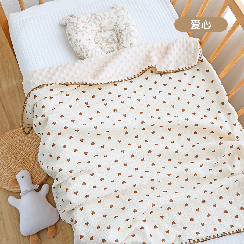 Venta al por mayor de dibujos animados Cuatro Estaciones edredón de bebé crepe manta de frijol recién nacido niños kindergarten edredón de bebé