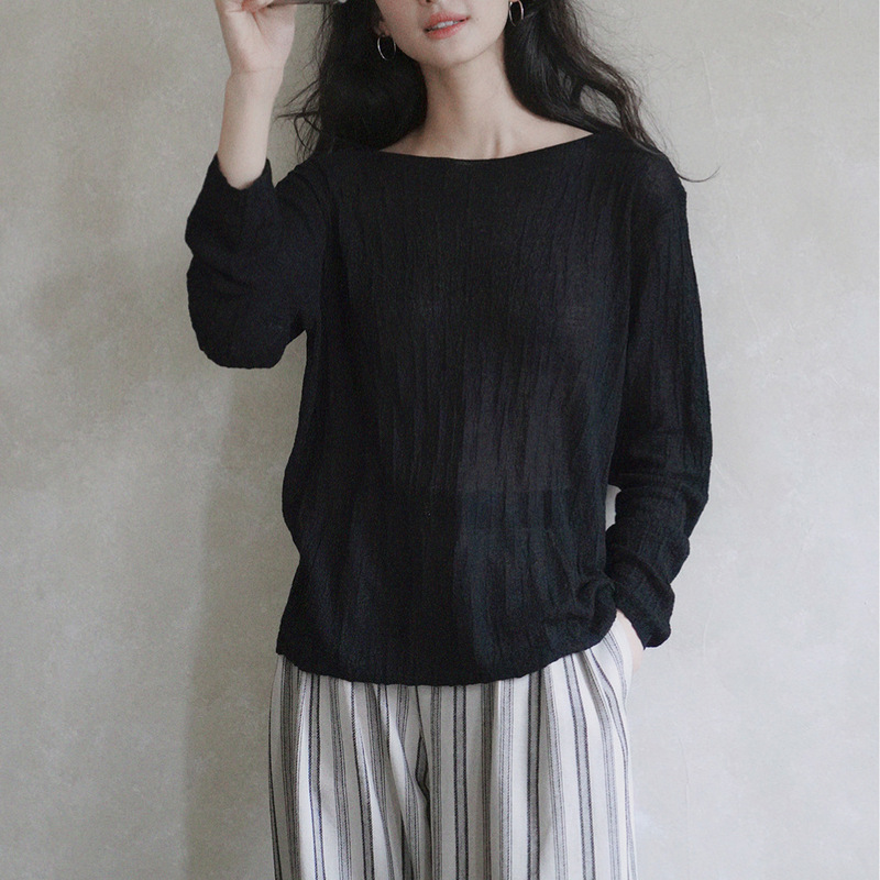 设计纹理白色慵懒松弛感百搭宽松毛衣一字肩针织衫上衣女2025早秋|undefined