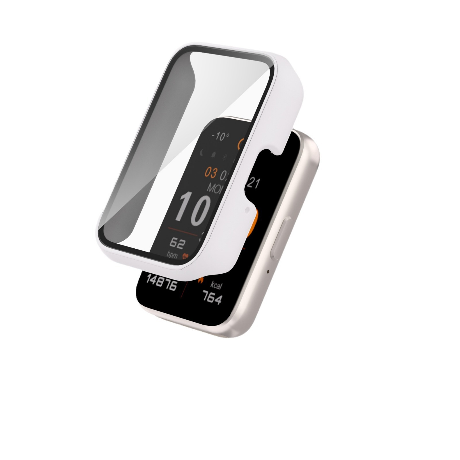 This is a protective case for the Samsung FIT3 wristband, featuring a PC matte finish and a solid color glossy finish with an integrated case and film Specification drawing