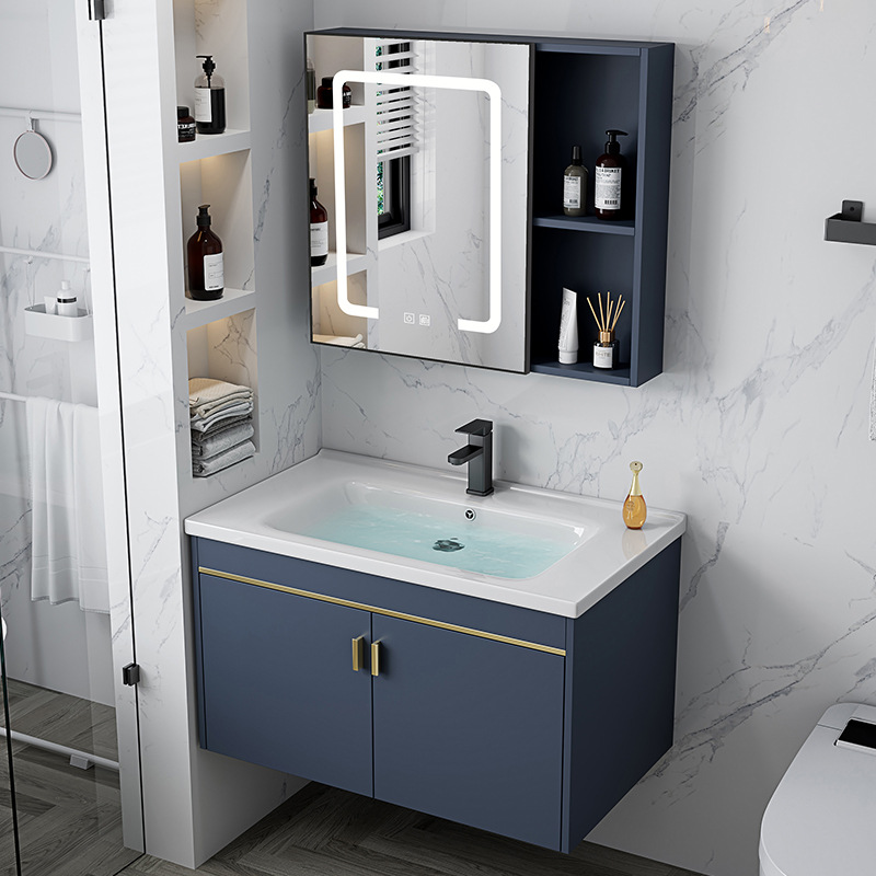 Hotel espacio gabinete de baño de aluminio combinación transfronteriza Placa de roca lavabo integrado mesa de lavado cuarto de baño lavabo