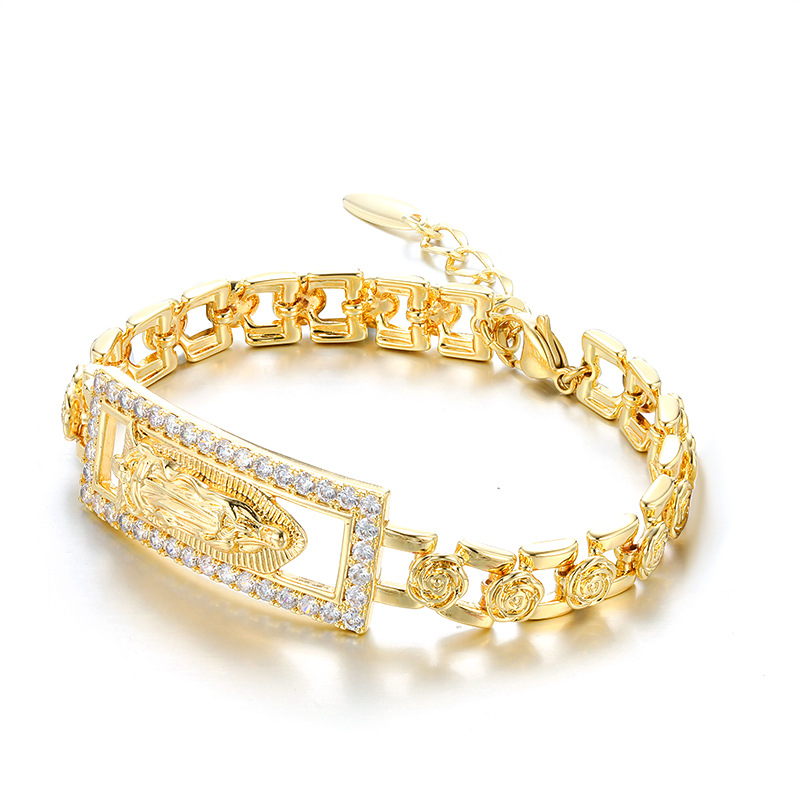 Xuping Europa y los Estados Unidos transfronterizos aleación de cobre 14k color incrustado de zircon nicho personalidad pulsera de botón de langosta mujer