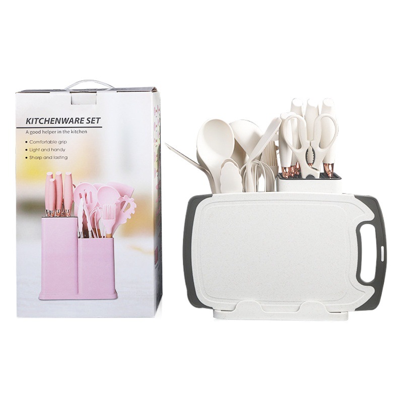 Juego de Cuchillos y Utensilios de Silicona de 19 Piezas de Acero Inoxidable Forjado para Navidad