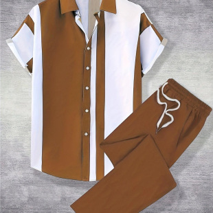 Cross-border Trade Men's Casual Fashion Short-sleeved Shirts Trousers suit Hawaiian Shirts 3D Digital Printing