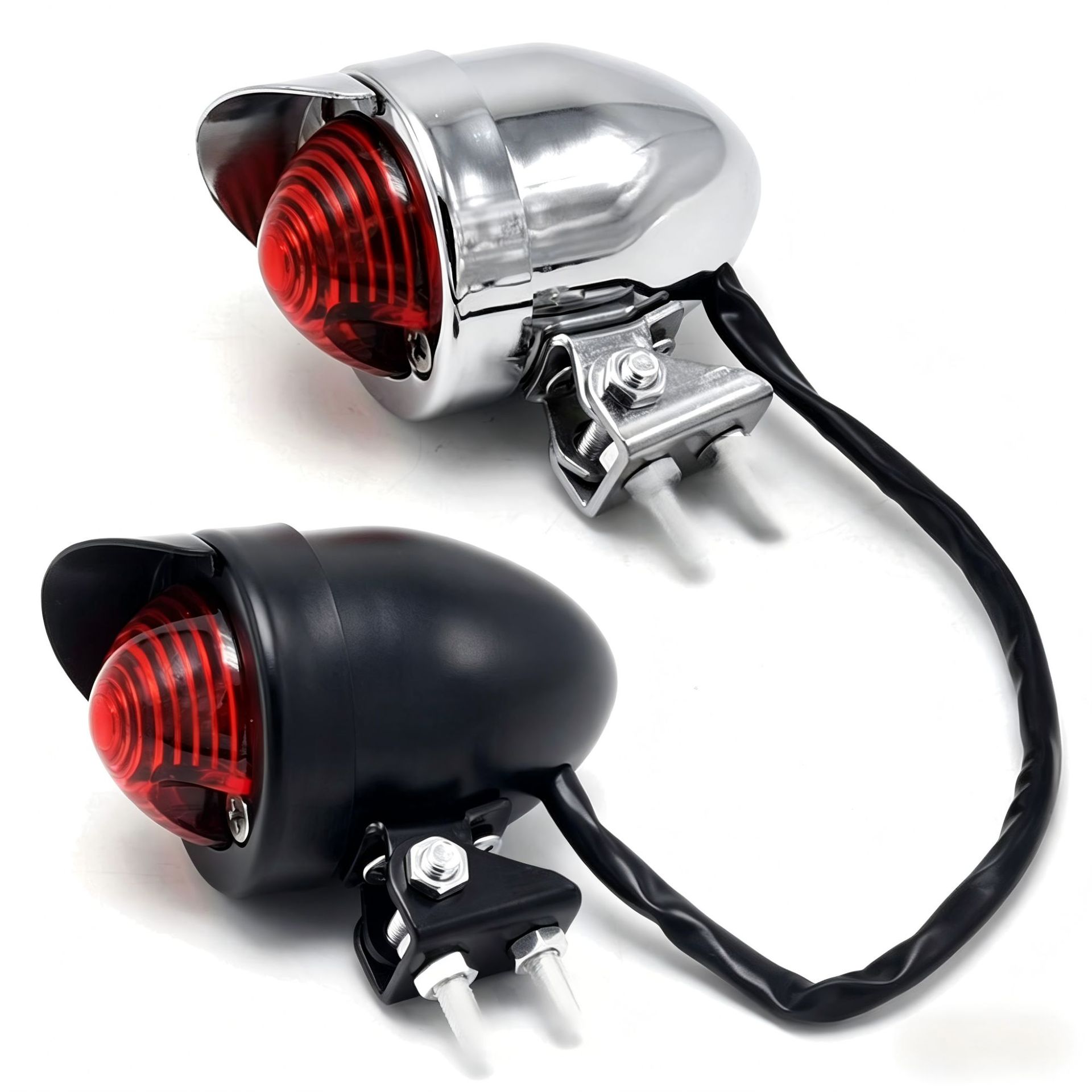 Harley Retro Modified Turn Signal Lights in Old School Style, All-Metal Black Electroplated Direction Signal Indicator