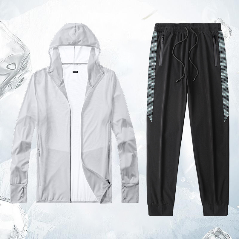 Set de protección solar para hombres de verano delgado hielo rápido secado deportivo abrigo de pesca transpirable al aire libre abrigo de verano image 8