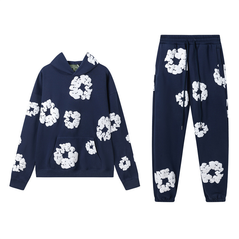 DENIM TEARS木棉花发泡印花美式情侣卫衣短袖短裤休闲套装潮男ins|undefined