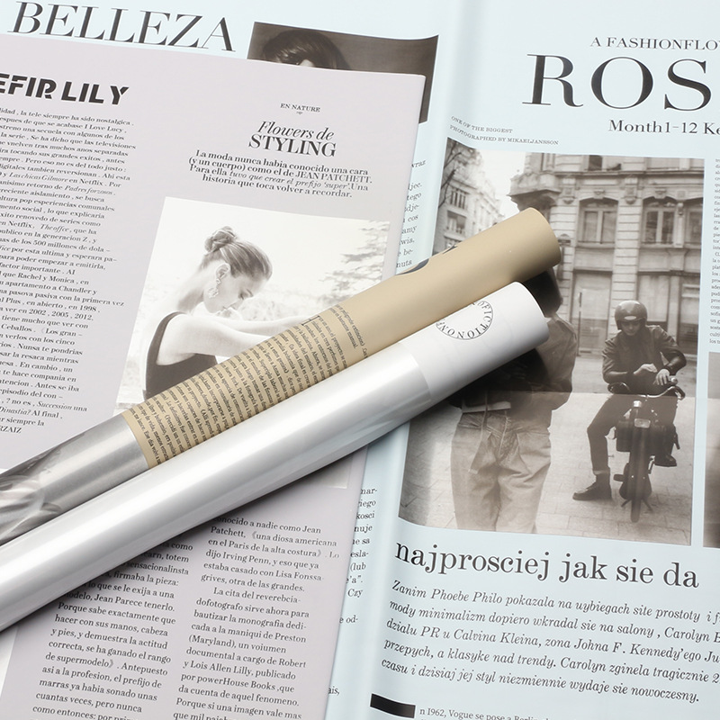 Bright New Fashion Weekly Series Papel de embalaje de flores Periódico en inglés Plástico opp Floristería impermeable Materiales florales