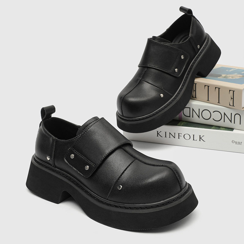 ShoeVault Printemps 2025 Nouvelle Niche Derby à semelle épaisse rehaussante pour hommes avec design surélevé, bout large, style business tendance pour hommes_voghion.com