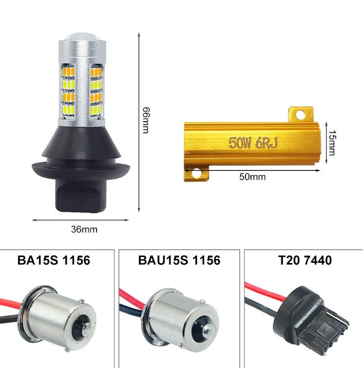 1156 2835 42 light two-color turn signal car LED white yellow decoding BA15S daytime running light 7440 T20