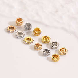 铜镀18K保色间隔珠 手链项链串珠 珍珠水晶穿孔珠散珠diy饰品配件