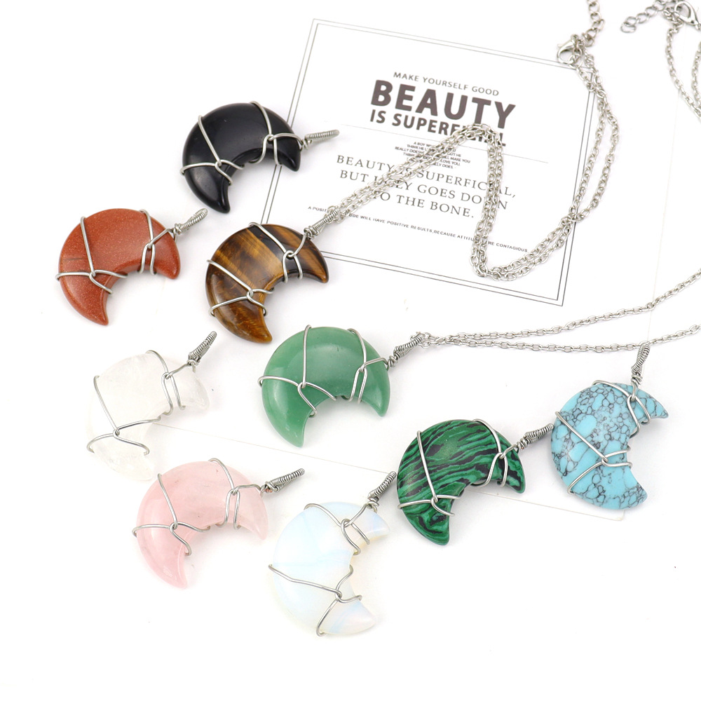 Fashion Moon natural stone Handmade Pendant Necklace 1 Piece