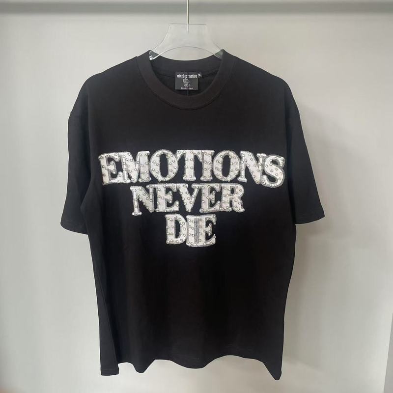 国境を越えた外国貿易MIXED EMOTIONアメリカのファッションブランドエンジェルハイストリートホットダイヤモンドバットスリーブルーズ半袖Tシャツ男性用|undefined