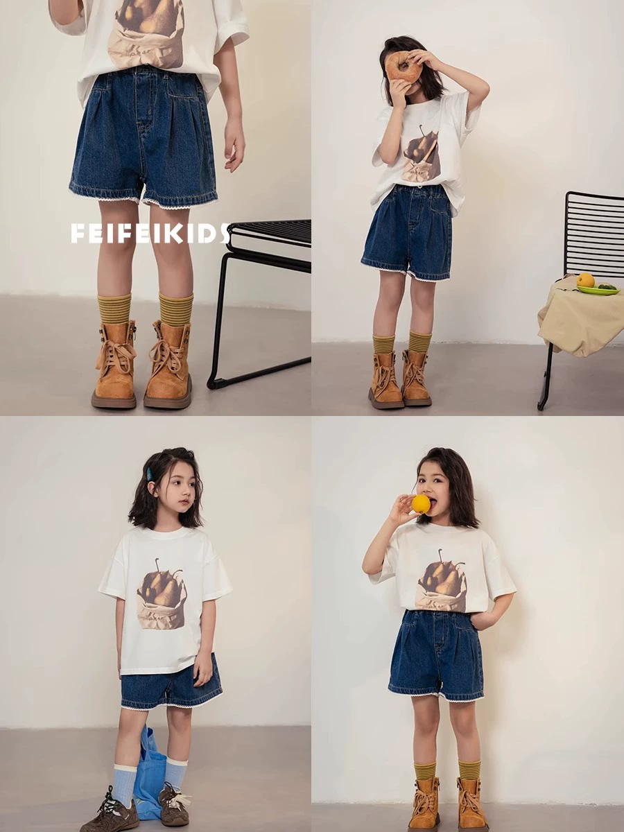 Children's denim skirt, shorts, denim casual trousers, summer clothing, oversize