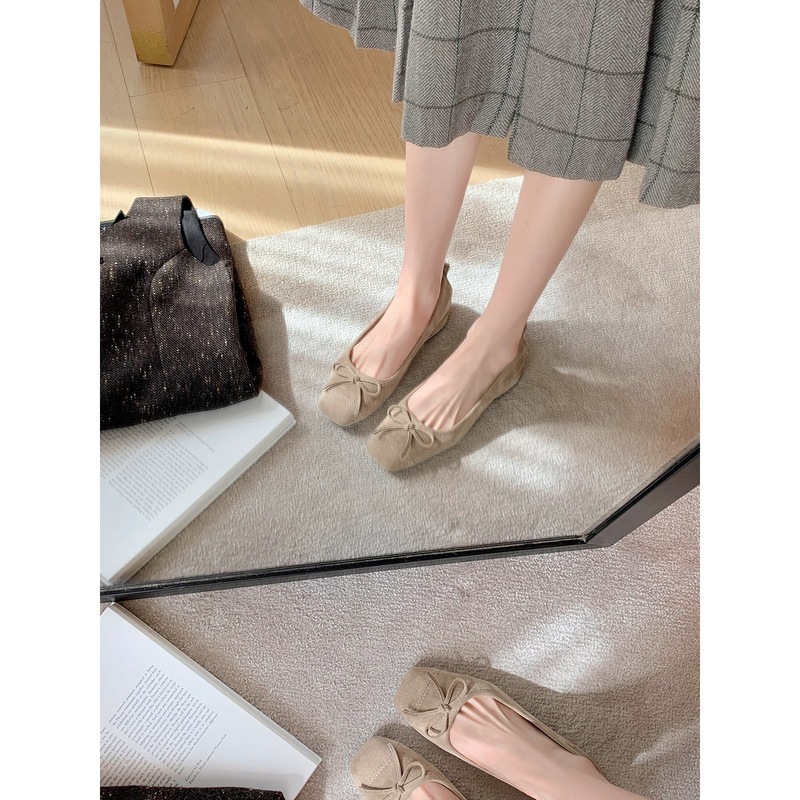 牛皮葡萄妈超软方头秋豹纹浅口蝴蝶结粗跟单鞋女气质百搭小|undefined