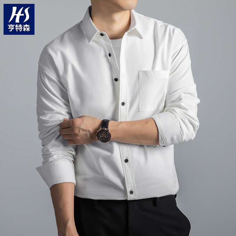 Thickened 100% Pure Cotton Men's Shirt 2025 Autumn New Style Youth Real Pocket Business Casual Loose Fit Shirt for Men