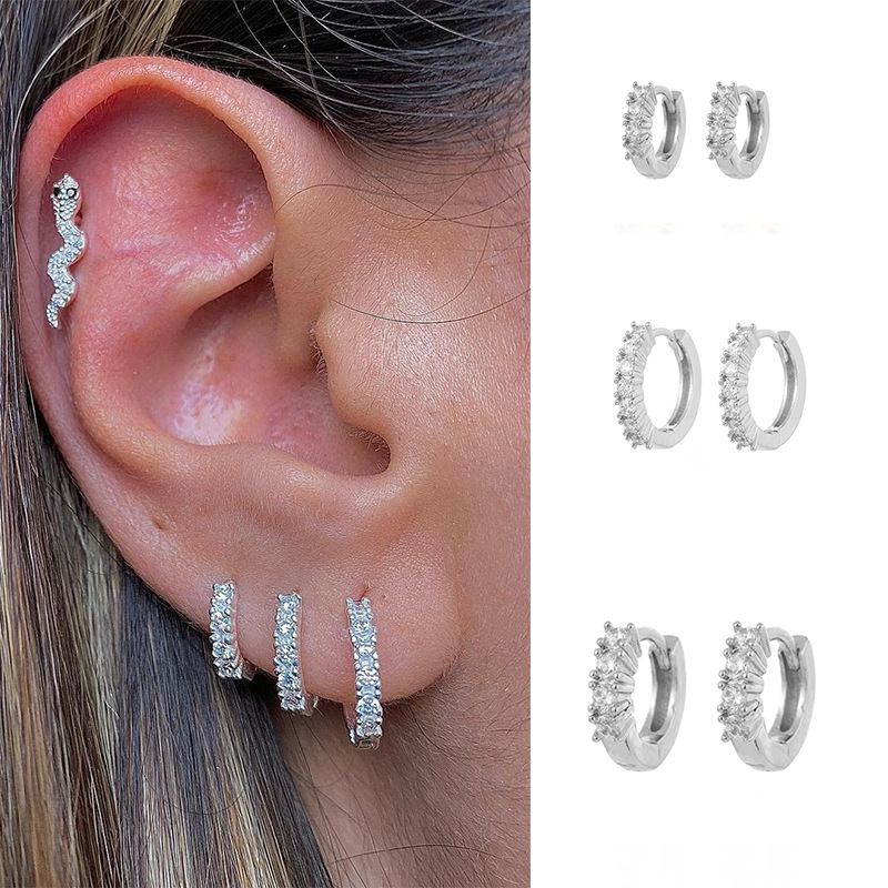 Simple Style Copper Inlaid Zircon Ear Buckle Earrings display picture 1