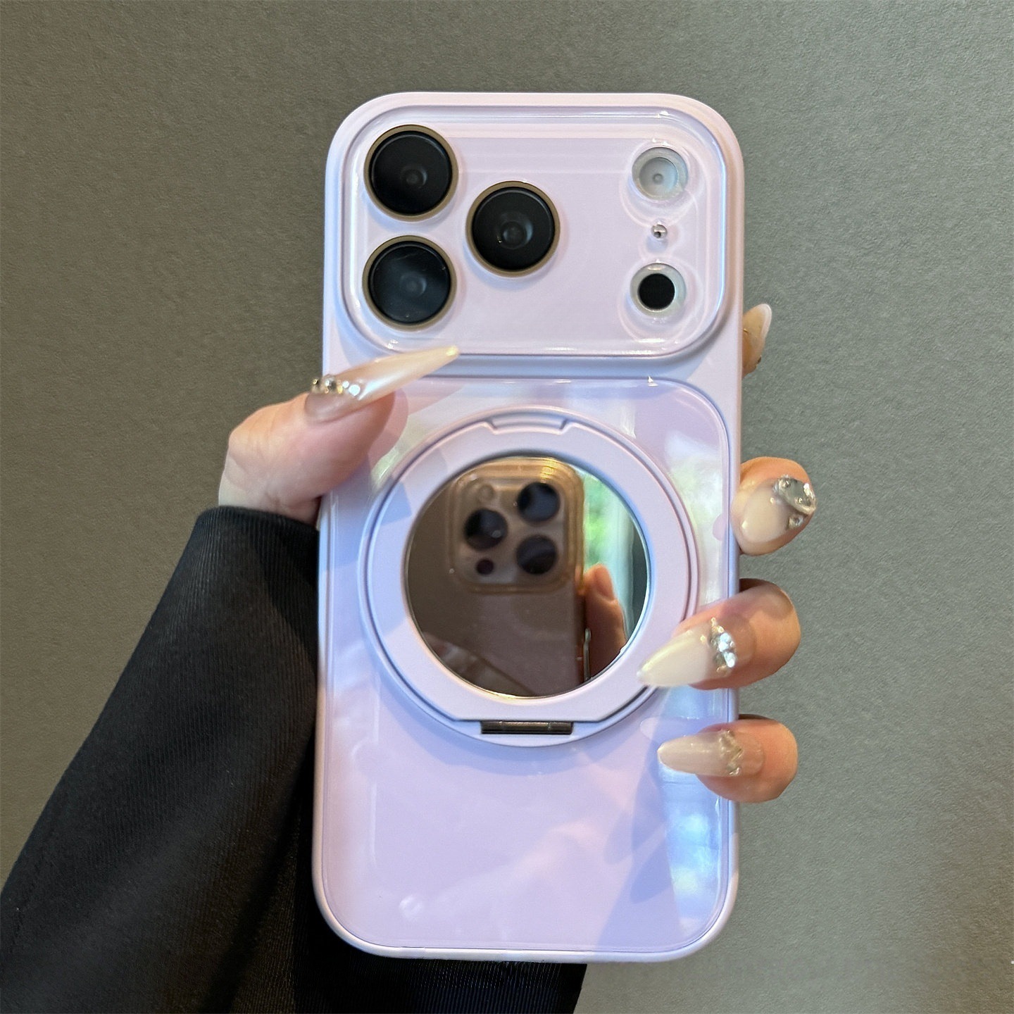 Funda Magnética de Vidrio para iPhone 17 Pro Max con Soporte Giratorio de Espejo, Antigolpes