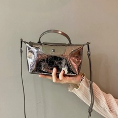 包包女2024新款夏天金屬槍色手提餃子包高級感小眾設計單肩斜挎包