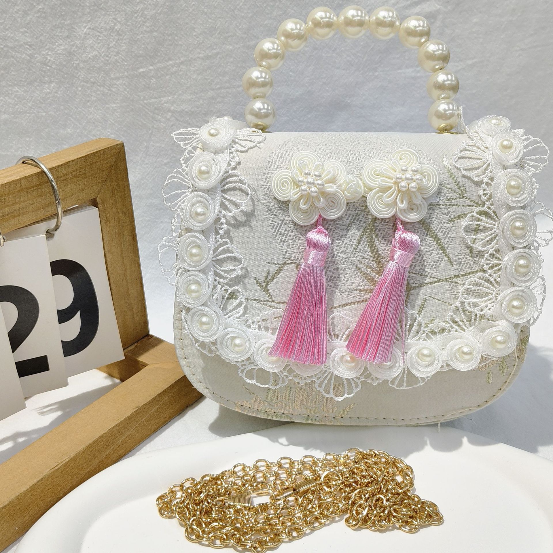 Bolso de arco para niños bolso de rosa de verano bolso de mochila para chicas bolso de princesa de perla pequeña bolsa de cambio de viento fragante