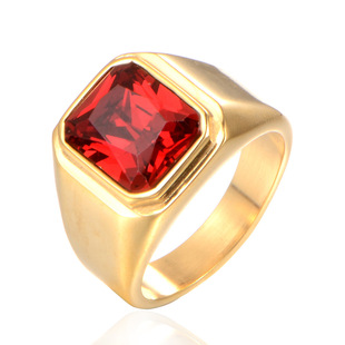 Fashionable and Simple Men's Alloy Gemstone Ring Factory Ready Wholesale