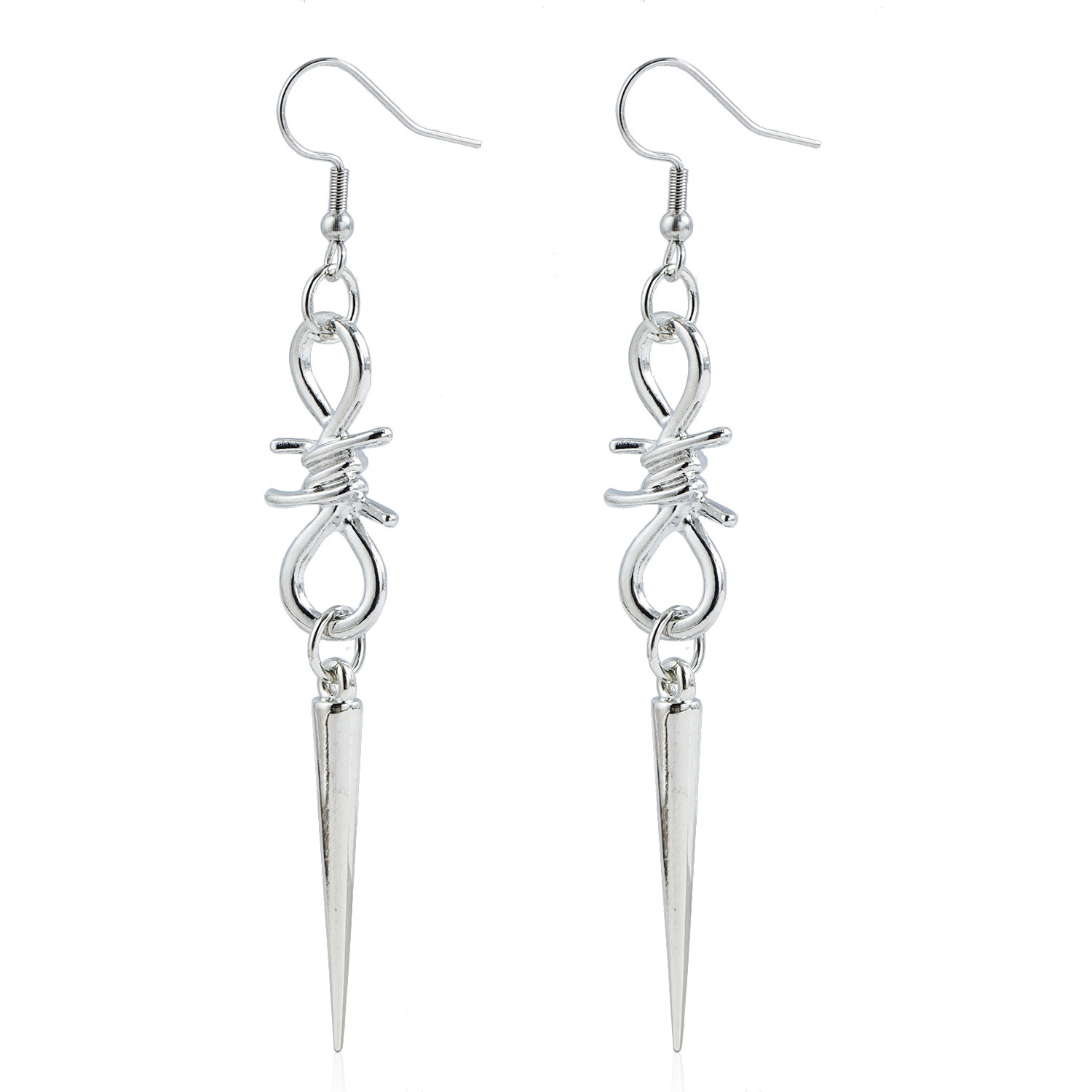 Cross-Border Personalized Ins Trendy Retro Double Ring Stud Y2K Earrings Fashion Women's Punk Style Pendant Earrings European and American