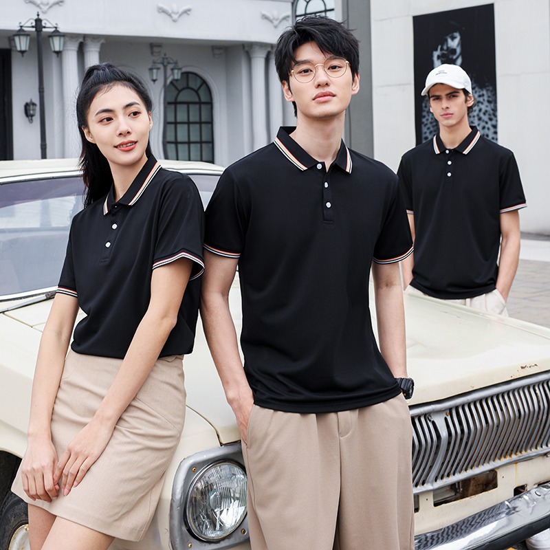 200 g de algodón fino color contraste con la solapa en vivo explosión pesada de verano frío transpirable polo camiseta de manga corta