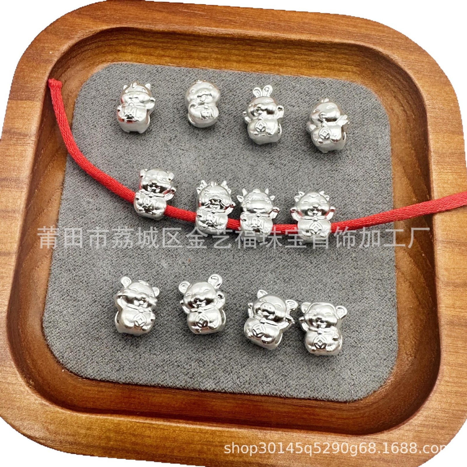 S999 Twelve Zodiac Sign Bracelet Spacer Beads Accessories DIY Braided String Bead Bracelet Pure Silver Material Accessories Rabbit Hair Crystal