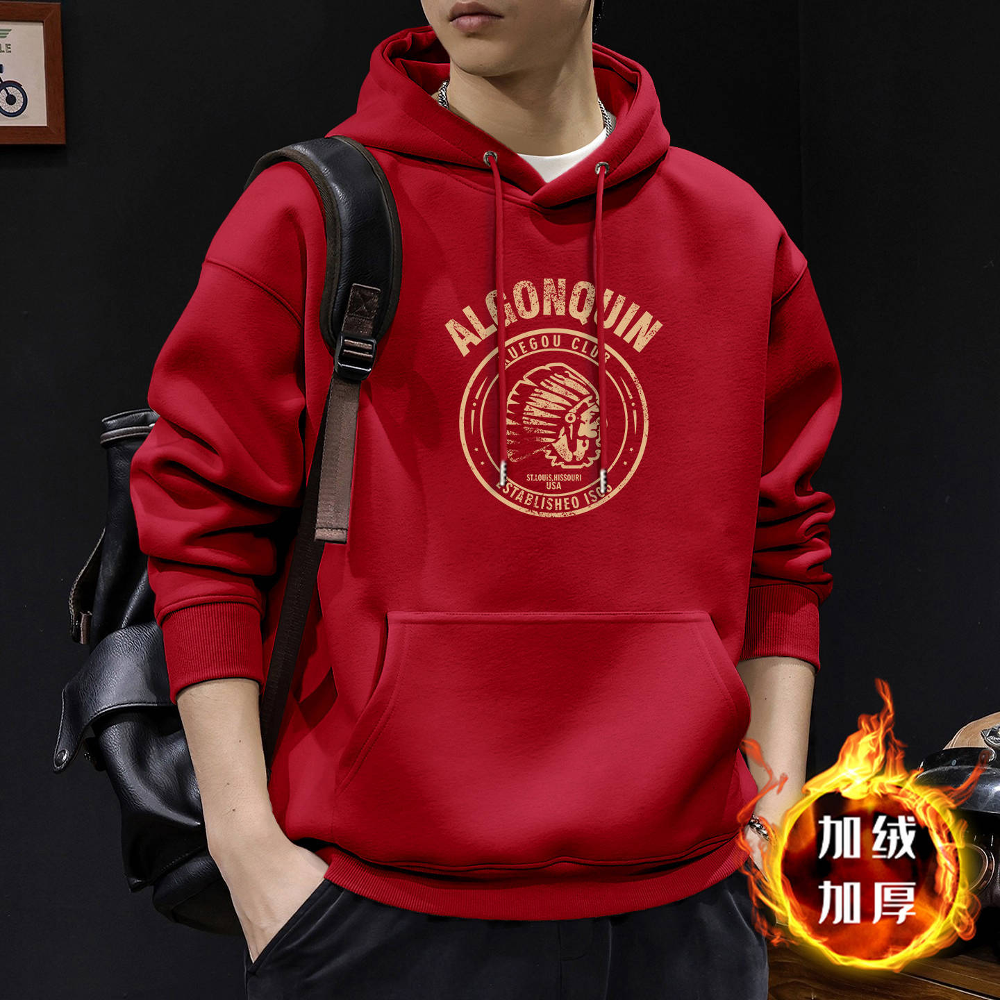 Chaqueta encapuchada masculina primavera y otoño marca de moda americana chaqueta de peso retrogrado chaqueta de pareja casual suelta camisa con sombrero de manga larga