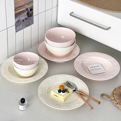 浮雕盘子高颜值牛排餐盘奶油风餐具下午茶甜品盘陶瓷蛋糕盘早餐盘
