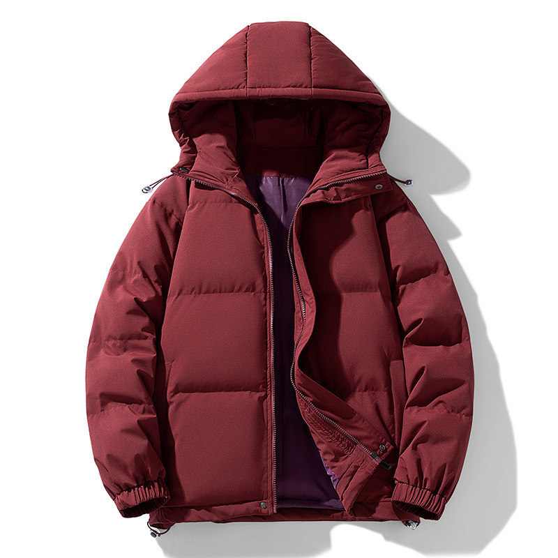 Nuevo algodón transfronterizo de color sólido para hombres con capuchón calentamiento grueso pareja de algodón casual fábrica de chaqueta al por mayor