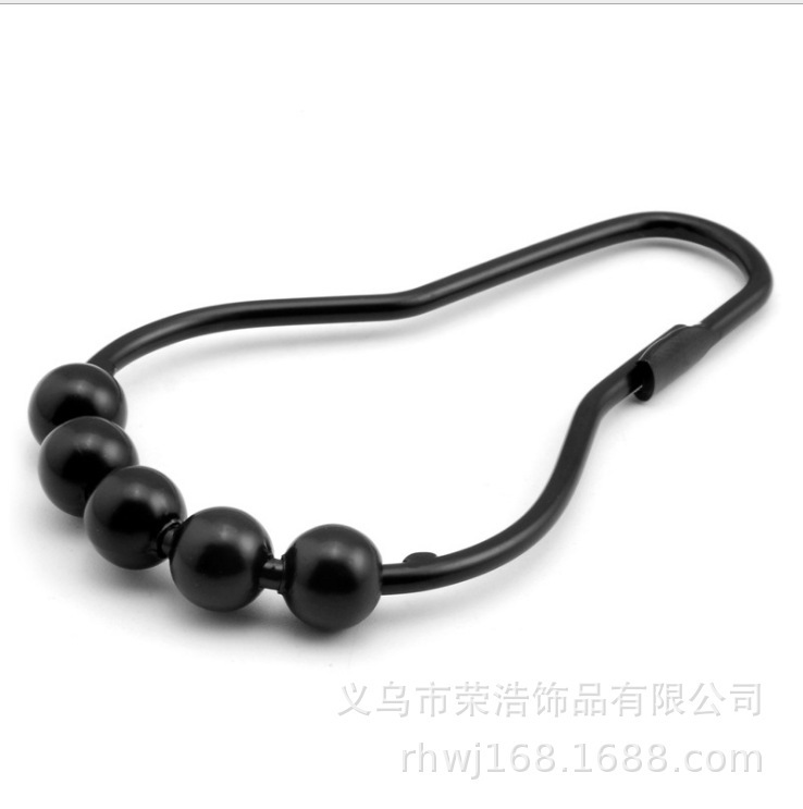 Metal paint black gourd shower curtain buckle track mute shower curtain hanging ring home Curtain five beads shower curtain hook