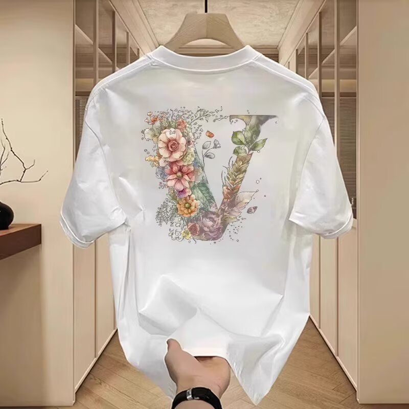 高級ファッション半袖tシャツ男性2025年夏の新型ゆるいカジュアル服男性用丸襟tシャツ|undefined
