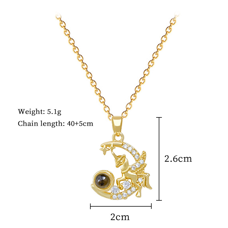 Pegasus Moon Projection Pendant Necklace Titanium Steel Jewellery_voghion.com