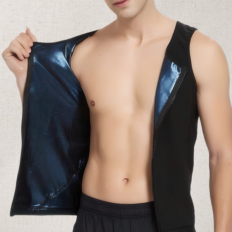 Cross-border Men's Sports Fitness Body Shaping Sweating Zipper Vest Sauna Sweating Waist Sweating Vest