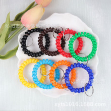 实色电话线钥匙圈高弹力直销糖果色大号电线圈