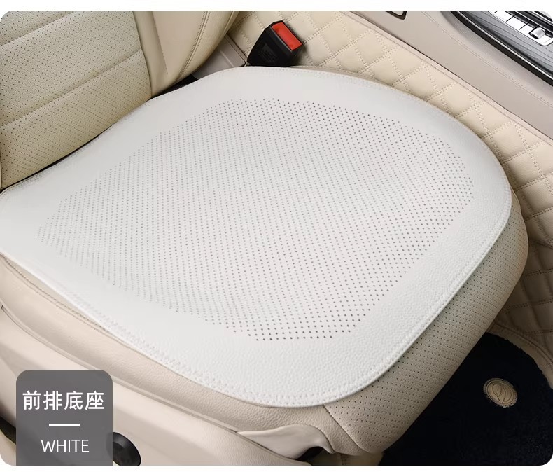 Summer Nappa leather ventilated non-slip car seat cushion suitable for Mercedes-Benz and Tesla, white ultra-thin breathable seat pad