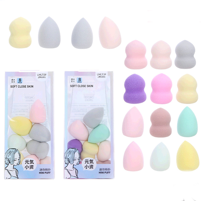 Lmltop color mezclado mini puff 8 paquete mini gota de agua maquillaje belleza huevo traje top-033