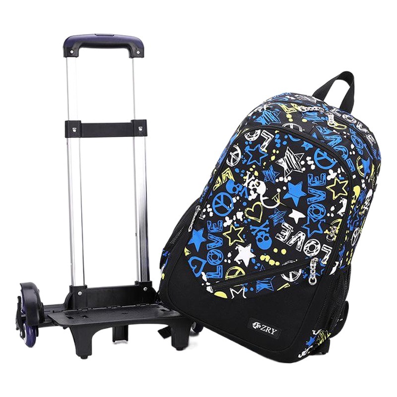 Entrega de una sola pieza de los estudiantes de la escuela primaria de la impresión al por mayor Mochila escolar de tres piezas popular transfronteriza de la carretilla de la capacidad grande para los estudiantes de la escuela secundaria menores y mayores