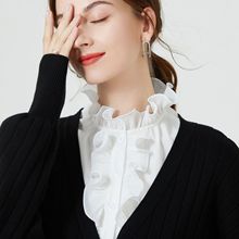 木耳边花边甜美假领子女秋冬打底百搭假衣领卷边假衬衫领白色蕾丝