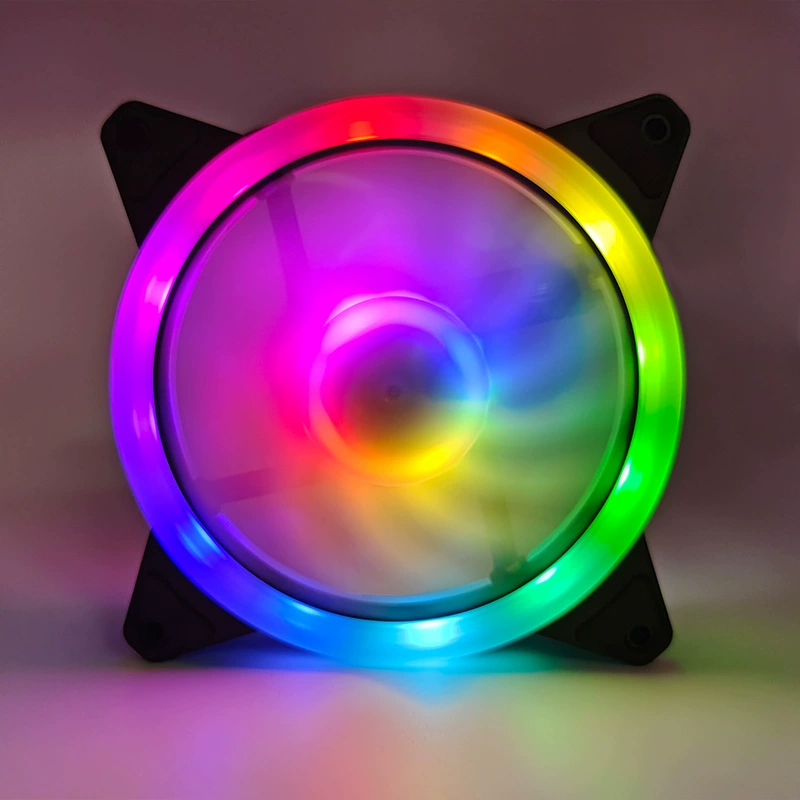 Корпусный вентилятор для компьютера 12025‑LED, 12 см, двойное кольцо RGB, высокий воздушный поток и тихий