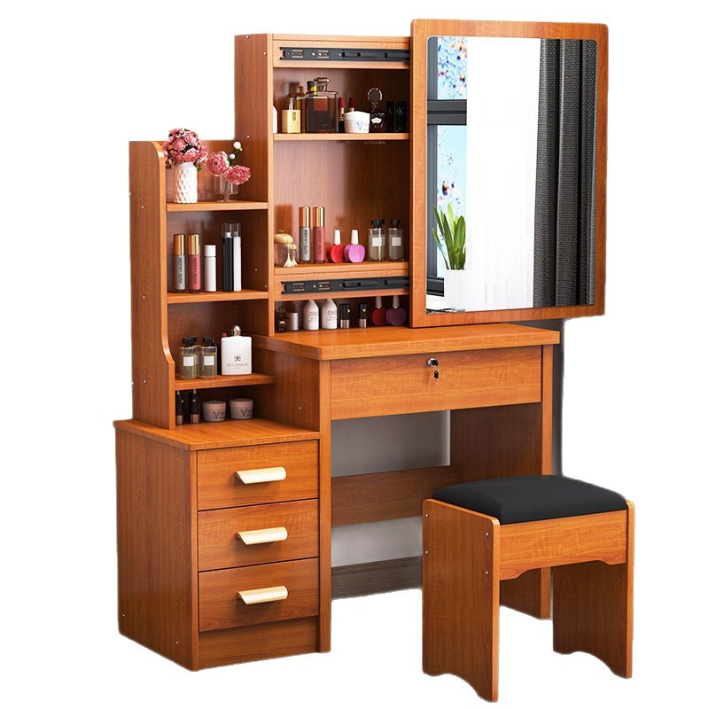 La explosión transfronteriza de la mesa de tocador de nuevo dormitorio pequeño tipo de mesa de maquillaje tipo tablero de mesa de maquillaje en una sola mesa de maquillaje espejo push-pull mesa de maquillaje