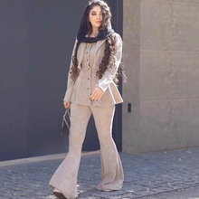 2025秋季亚马逊欧美外贸新款长袖外套+休闲裤气质两件套套装