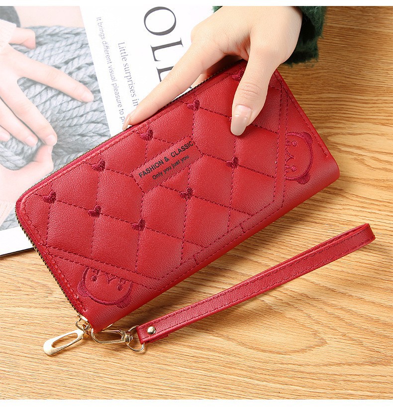 Transfronterizo, nueva billetera de mano, cremallera larga para mujer, billetera multifuncional para todo fósforo, billetera para teléfono móvil de gran capacidad