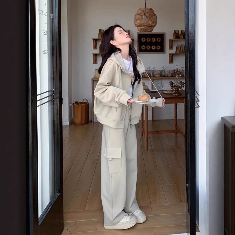高级感休闲运动套装女春秋小个子工装风卫衣卫裤两件套早秋一整套|undefined