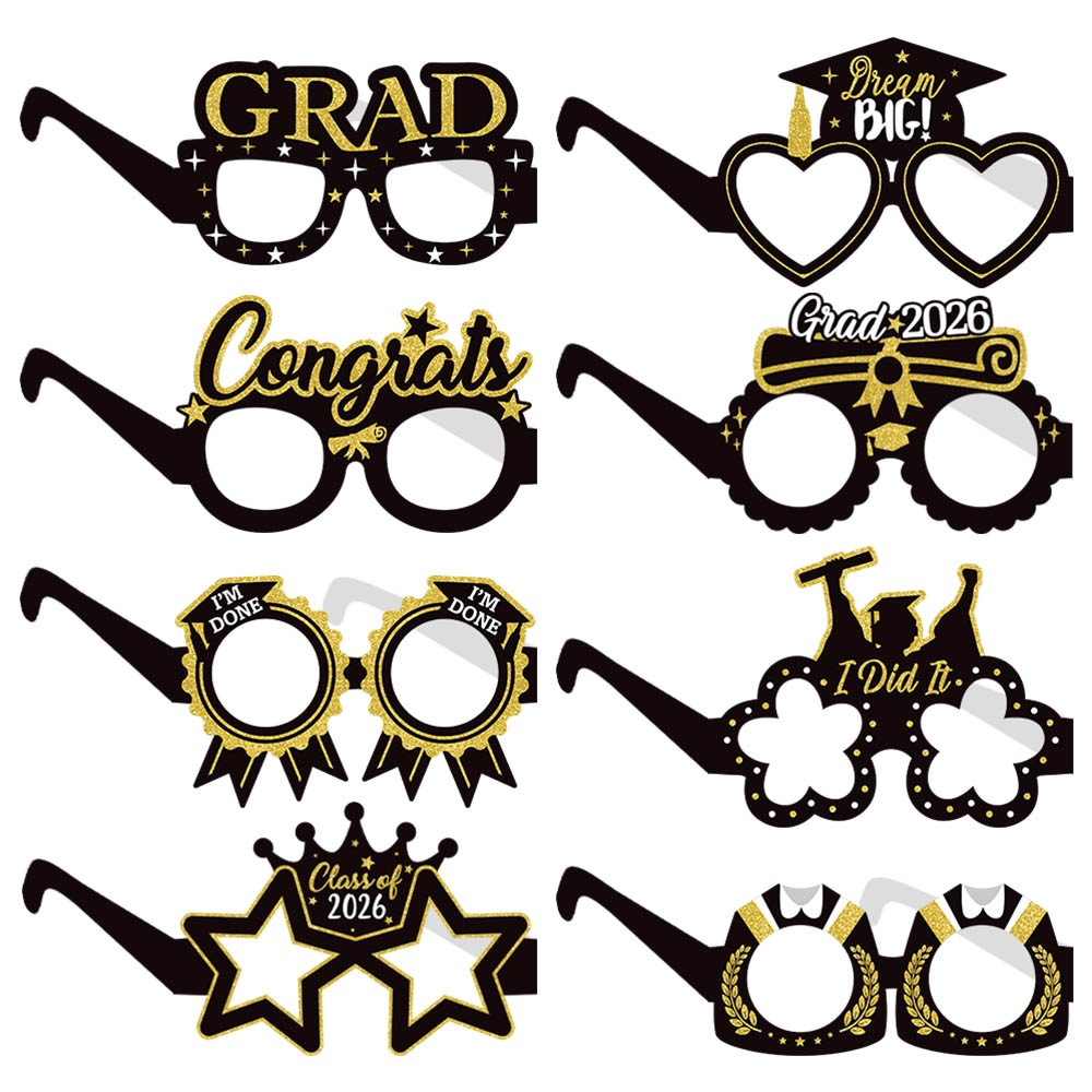 Transfronterizo nueva temporada de graduación ACCESORIOS FOTOGRÁFICOS gafas de papel ceremonia de graduación de oro negro accesorios de decoración del partido suministros