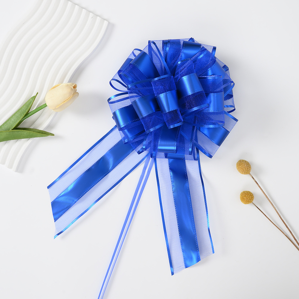 Nuevo 70 hilo de nieve mate fit bola de cola larga flor embalaje de regalo de navidad metal mano tirar flor boda coche tirar flor cinta