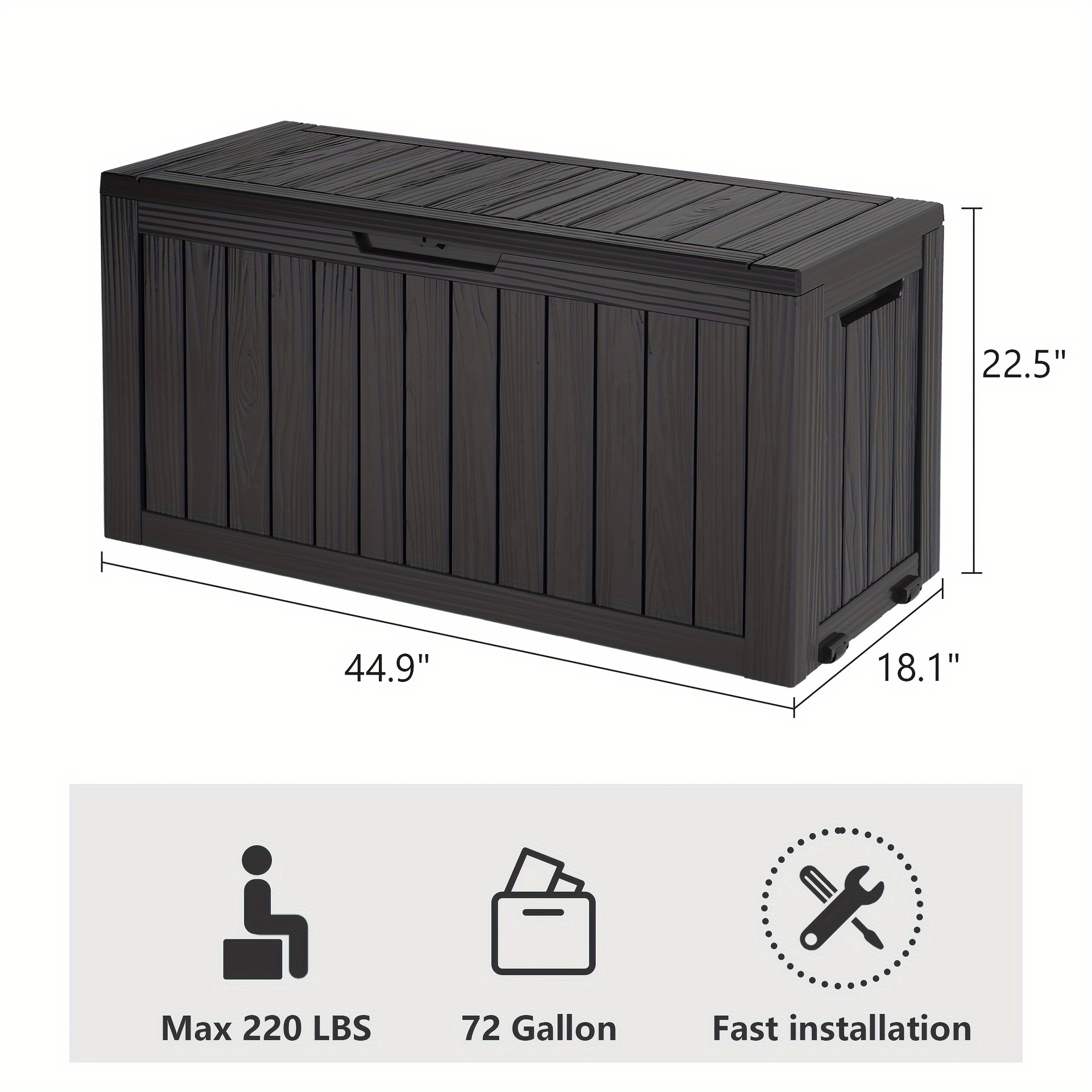 32/72/100 Gallon Deck Box Lockable Resin Indoor Outdoor Transfronterizo
