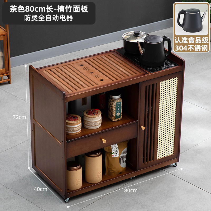 移动茶桌小茶台烧水壶一体家用茶水柜实木茶几茶车阳台煮泡茶桌子|undefined